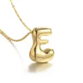 18k gold plated bubble letter E pendant necklace, chic minimalist jewelry for women. - Letter E