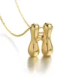 Detailed shot of a stylish 18k gold plated puffy letter H pendant necklace with fine chain. - Letter H