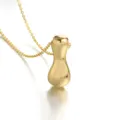 Close-up detail of smooth organic drop gold pendant necklace, exquisite polished surface. - Letter I