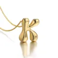 18k gold plated bubble letter k pendant necklace, chic puffed initial jewelry for women. - Letter K