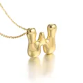 Gold Bubble Letter W Pendant Necklace 18K Real Gold Plated Chic Jewelry Gift for Women - Letter W
