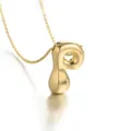 Detail shot of a trendy 18k gold plated puffy letter P pendant necklace with fine chain. - Letter P