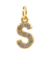 Gold micro-pave cubic zirconia letter S pendant detail shot, DIY jewelry making accessory - Letter S