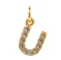 Micro pave zircon letter pendant 18k gold plated DIY jewelry accessory detail shot - Letter U