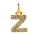 Gold plated letter Z pendant micro paved cubic zirconia DIY jewelry accessory for necklace making - Letter Z