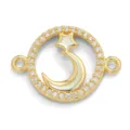 Vergoldeter Messing Zirkonia Stern Mond runder Armbandverbinder DIY Schmuckherstellung Zubehör - Stil 1