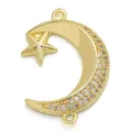 Vergoldeter Kupfer Stern Mond Zirkonia doppel Öse Armband Verbinder DIY Schmuckzubehör - Stil 4