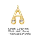 Gouden letter A hanger gedetailleerd overzicht, koper micro-zirkonia, 24x15x5 mm. - Letter A