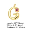 Goudkleurige letter G hanger met rode zirkonia steen, stijlvolle DIY sieraden bedel 23mm - Letter G