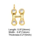 Verguld koperen letter H hanger met micro pavé zirkonia stenen voor DIY sieraden maken. - Letter H
