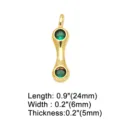 Gedetailleerd overzicht van de trendy DIY koperen micro-ingelegde groene zirkonia druppel hanger accessoire. - Letter I