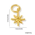 Pendentif étoile plaqué or vue détaillée avec dimensions précises et design léger. - Étoile à huit branches