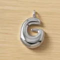 Colgante de burbuja con letra G plateada gruesa, bonito abalorio de alfabeto para collar. - Letra G / Plateado