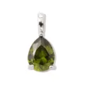 Squisito ciondolo con collana in pietra preziosa verde taglio a goccia, elegante. - Oro bianco agosto