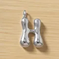 Colgante de letra H de burbuja 3D gruesa, lindo accesorio de joyería de metal plateado. - Letra H / Plateado