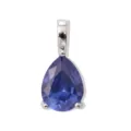 Splendido ciondolo con gemma blu taglio a pera e gancio argentato per un look elegante. - Oro bianco settembre