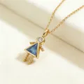 Collar con colgante de niña chapado en oro con piedra de nacimiento azul y circón. - Niña-Diciembre