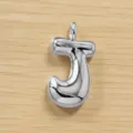 Colgante de burbuja con letra J plateada hinchada, bonito accesorio de joyería minimalista. - Letra J / Plateado