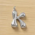 Colgante de letra K burbuja plateada collar charm simpático abalorio inicial inflado - Letra K / Plateado