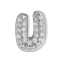 Silber Zirkonia Buchstabe U Anhänger Halskette Glänzender Kristall Schmuck Geschenk - Buchstabe U Anhänger / Weißgold