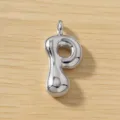 Colgante con letra P de burbuja plateada gordito para hacer joyas de collar DIY. - Letra P / Plateado