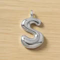 Colgante letra S burbuja plateada, dije de abecedario lindo para collar de bricolaje - Letra S / Plateado