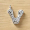 Colgante de letra V plateada gordita, bonito abalorio inicial de burbuja para collar DIY. - Letra V / Plateado