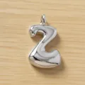 Colgante Número 2 Hinchado Plateado Lindo 3D Letra Collar Abalorio para Joyería DIY - Letra Z / Plateado