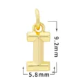 Colgante con letra I chapada en oro, vista detallada, ideal para manualidades de joyería. - Letra I