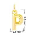 Cobre bañado en oro 18k colgante letra P accesorio joyería DIY tamaño 9.2x6.5mm - Letra P