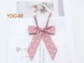 Pink polka dot bow tie detail, sweet JK uniform sailor accessory with adjustable strap. - Pink