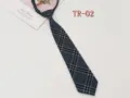 Detailed view of dark grey plaid JK tie, pre-tied lazy style for daily school uniform. - TR-02