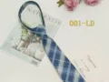 Blue plaid pre-tied zipper tie, narrow style, ideal for school uniform and daily fashion. - 001-LD (Blue and White Plaid)