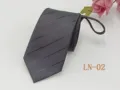 Men's zipper tie business formal striped necktie 7cm width dark gray professional - LN-02