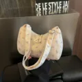 Corduroy Shoulder Bag Floral Print Hobo Purse Casual Trendy Women Handbag Everyday Style - Purple Flower