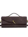 Bolso bandolera retro de cuero tejido para mujer bolso baguette vintage marrón - 31x4x15cm / Café