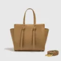 Bolso de mujer minimalista color caqui vista detallada, elegante bolso de hombro con asas. - 22cm*12cm*19cm / Albaricoque