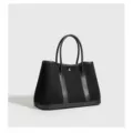 Bolso tote de lona y cuero negro bolso de mano casual elegante minimalista gran capacidad shopper - 31*14*19 / Negro