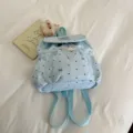 Sac à dos bleu clair à pois et nœud avec cordon, joli sac décontracté pour les voyages et loisirs. - Charme étoile avec fard à joues / Bleu
