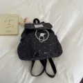 Sac à dos minimaliste à pois et nœud avec cordon pour femmes, petit sac de jour élégant et chic. - Sans Pendentif / Noir