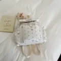 Sac à dos en toile blanche avec pois noirs et nœuds mignons, sac d'école chic et décontracté. - Sans Pendentif / Blanc