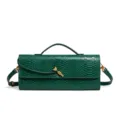 Bolso de hombro verde con estampado de serpiente para mujer, elegante bolso de noche. - Verde