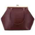 Bolso mediano con cierre de beso, bolso de hombro vintage con montura y elegante bolso de mujer. - 2605# Granate