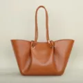 Elegante bolso tote marrón de mujer con diseño plisado de moda y asas dobles para diario. - 28062# marrón