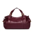 Bolso de mano de cuero suave burdeos para mujer, elegante bolso de hombro vintage con hebillas. - Burdeos