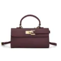 Bolso de mano burdeos con asa de piel texturizada y elegante cierre de metal seguro. - 24*7*13cm / Cobre Retro