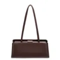 Elegante bolso de hombro de cuero marrón bolso baguette minimalista bolso retro chic - 28061# Café