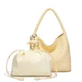 Elegant woven hobo shoulder bag with matching pouch and star charm for stylish women. - 37x11.5x27cm / Yellow