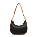 Bolso de hombro negro elegante con ribete de cuero marrón, bolso baguette chic para mujer. - 8050# Negro