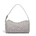 Grey suede woven barrel handbag, chic casual shoulder pillow bag for women daily fashion. - Agate Grey